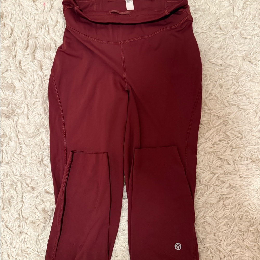 Lulu Lemon Burgundy High-Waisted Leggings